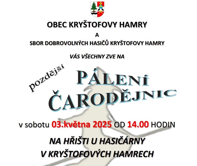 Zveme vás na pálení čarodějnic v Kryštofových Hamrech